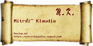 Mitró Klaudia névjegykártya